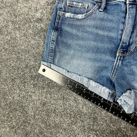 Hollister Shorts Womens 27 High Rise Blue Jean Short-Short Frayed Hem Stretch - Picture 2 of 9